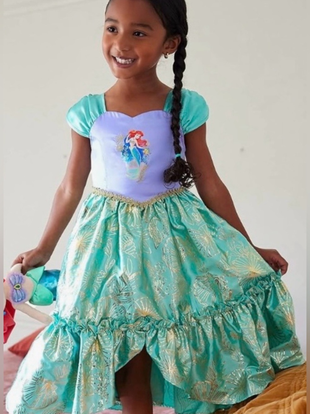Disney Ariel & flouder little mermaid kids pajama dress size 7/8